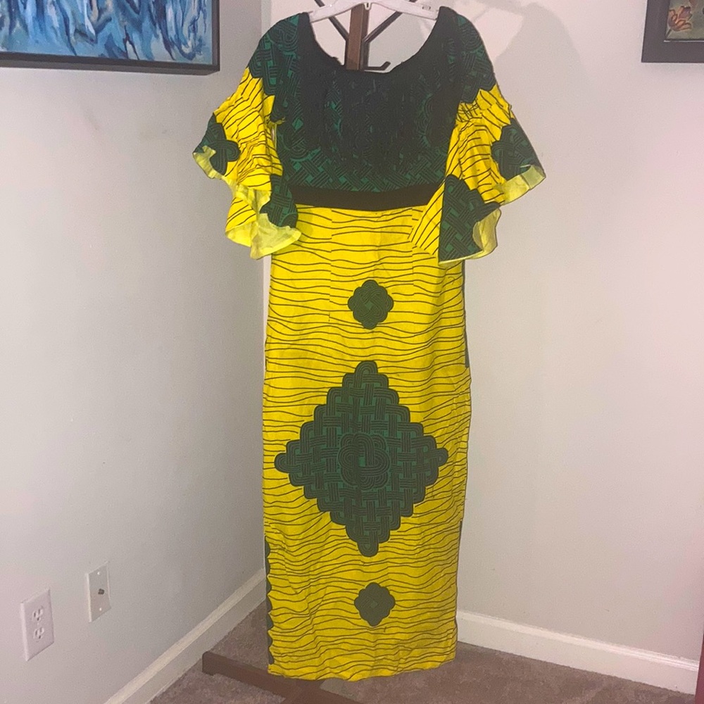 Green and Yellow Maxi Dress